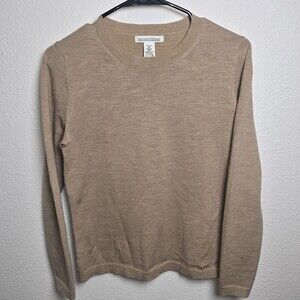 Banana Republic Italian Merino Wool Sweater Petite Medium Tan Crewneck Light